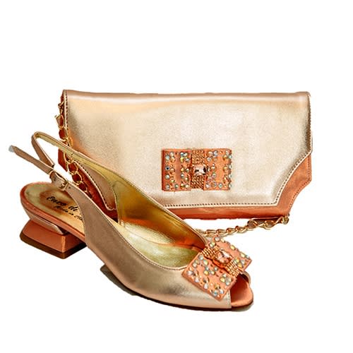 Enzo di Roma Low Heel Shoe And Bag Rose Gold Konga Online Shopping