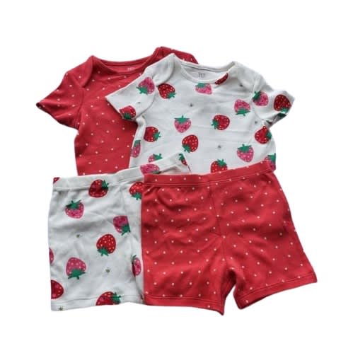 F F Plain Strawberry Pattern Girls Pyjamas Set 4 Pieces Konga Online Shopping