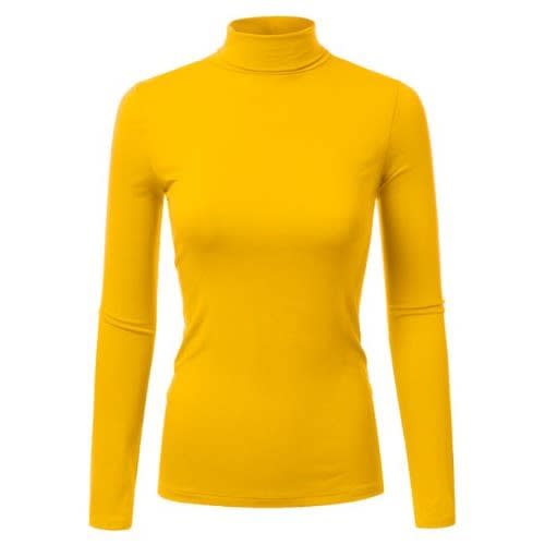 Yellow mock neck cheap