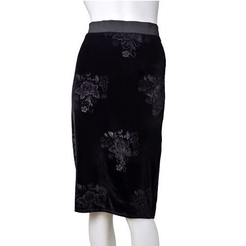 Womens black velvet pencil skirt cheap