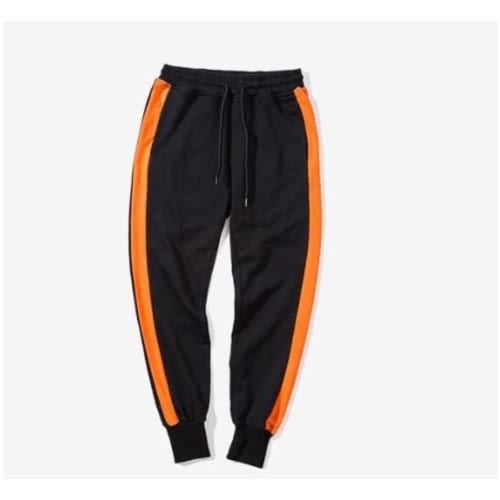 Black sweatpants with orange stripe online