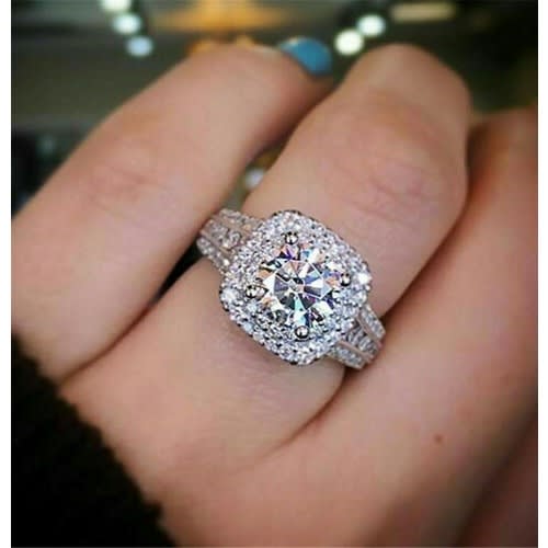 Silver plated cubic zirconia ring on sale
