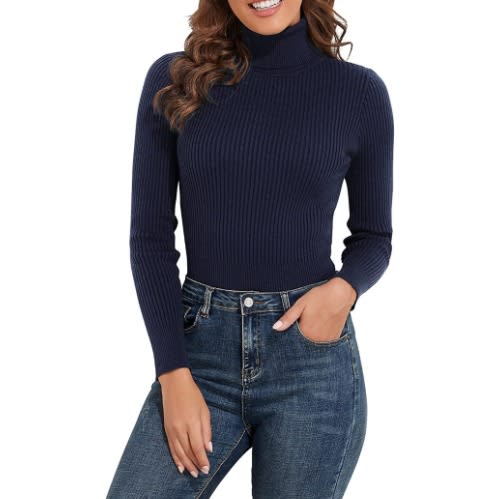 Ladies navy blue turtleneck on sale