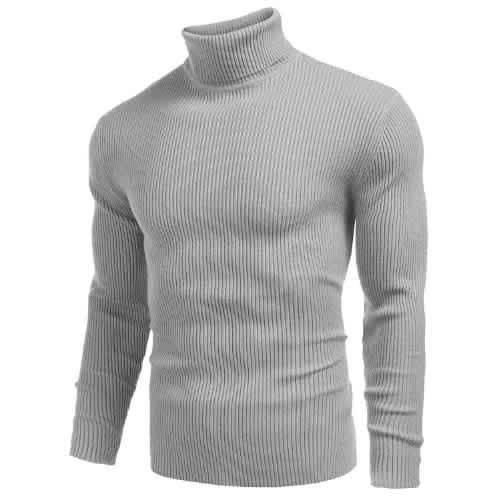 Men s Long Sleeve Turtleneck Sweater Grey Konga Online Shopping