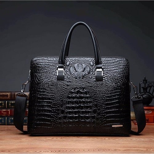 A B Men s Crocodile Skin Messenger Bag Black Konga Online Shopping