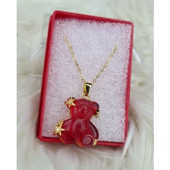 Stoned Gummy Teddy Bear Pendant Necklace Red Konga Online Shopping