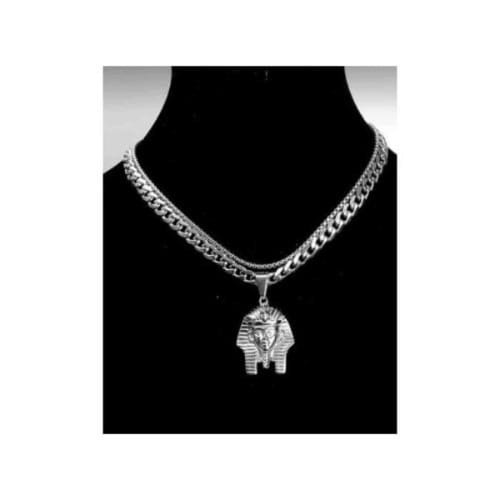 Fashion Front Double Cuban Chains With Pharaoh Head Pendant Silver Konga Online Shopping