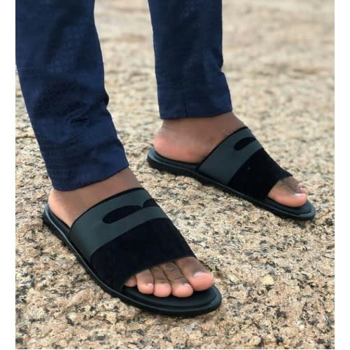 Fashion Front Male Suede Cover Slippers Black Konga Online Shopping