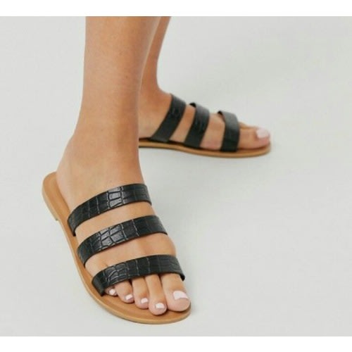 Fashion Front Female Leather Slippers Black Konga Online Shopping