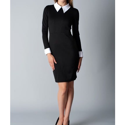 Black dress with white collar and cuffs cheap