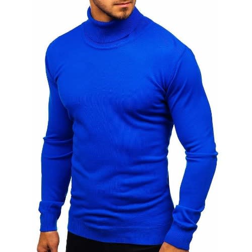 Men s Long Sleeve Turtleneck Sweater Blue Konga Online Shopping