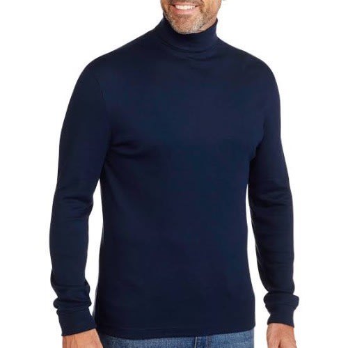 Navy blue long sleeve turtleneck top