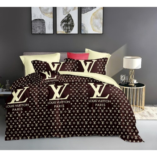 Louis Vuitton Inspired Bedsheet And 2 Pillowcases Brown Konga Online Shopping