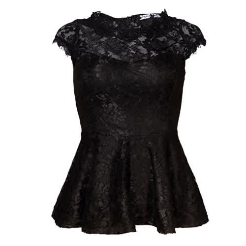 Black lace peplum top outlet