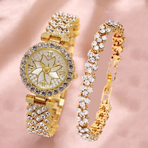 Geneva Ice Rhinestone Women Wrist Watch With Bracelet Gold Konga Online Shopping