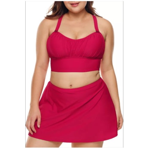 Plus size red swim skirt online