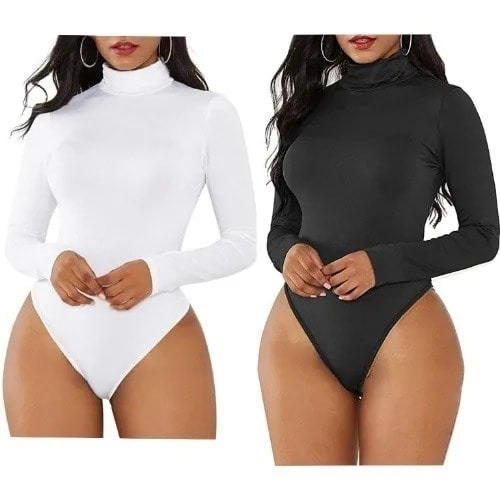 White long sleeve turtleneck leotard online