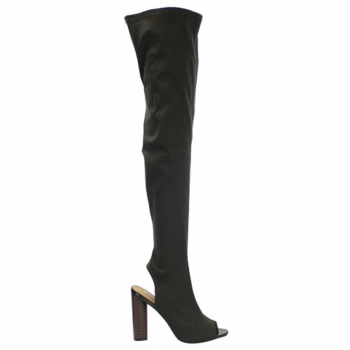 Olive green thigh high boots top