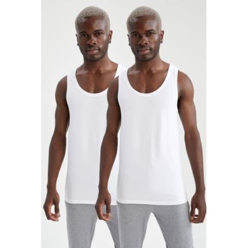 Men s Turkey Top Slim Fit Athlete Underwear Singlets 2 Pieces White Konga Online Shopping