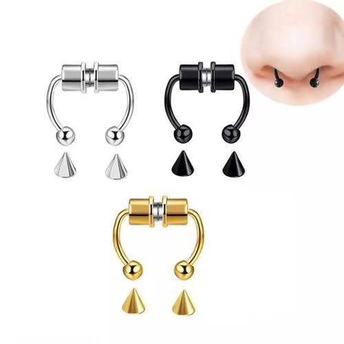 Non Piercing Fake Magnetic Horseshoe Nose Rings 3 Pcs Gold silver black Konga Online Shopping