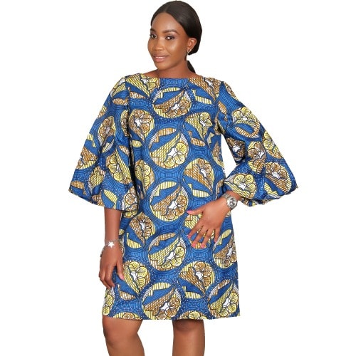 Ankara Stoned Midi Dress With Flared Sleeves Blue Lg 4460 Konga Online Shopping
