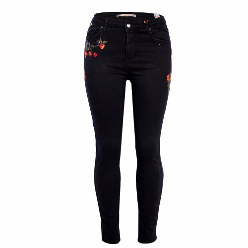 Rose embroidered skinny jeans sales