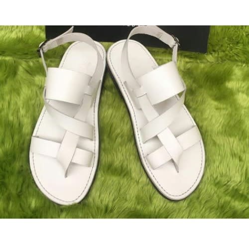 Mens white leather sandals online
