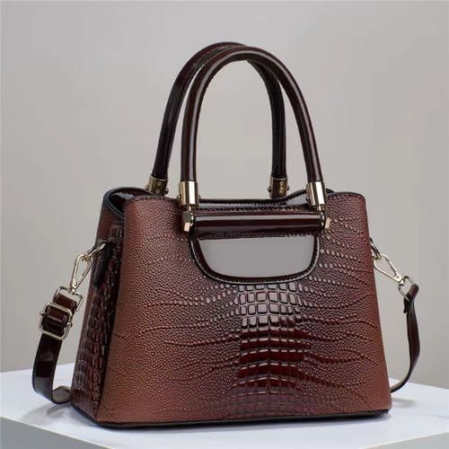 Ladies Trendy Crocodile Leather Handbag Shoulder Hand Bag Brown Konga Online Shopping