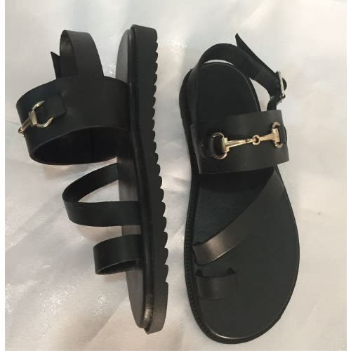 Palm Sandals With Buckle Chain Black Leather Konga Online Shopping