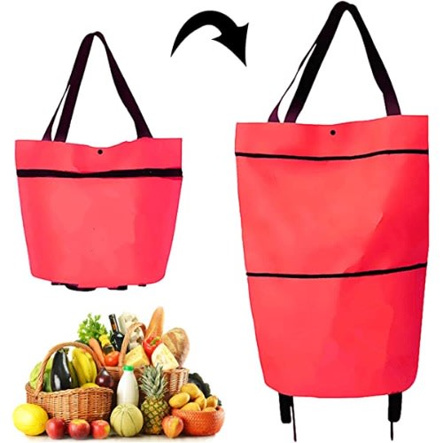 Foldable Reusable Shopping Bag With Wheels Red Konga Online Shopping