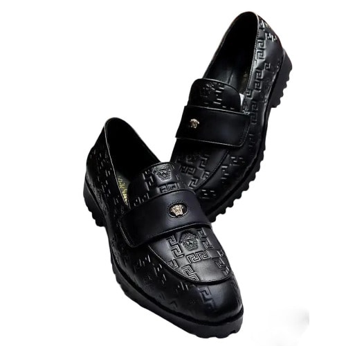 Versace black leather shoes 2025