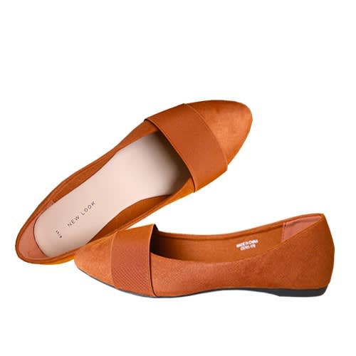Flat brown ladies shoes sales