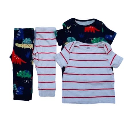 F F 4 Piece Strip Plain Dino Pattern Pyjamas Set Konga Online Shopping