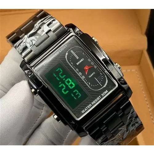 Skmei Digital Casual Men Luminous 3 Time Waterproof Led Stainless Steel Strap Wrist Watch Konga Online Shopping