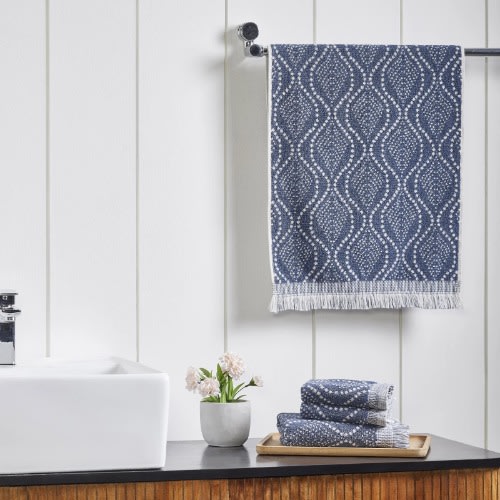 Trident Boho Hand Towel And Wash Cloth Fringe Towel Set Blue Konga Online Shopping