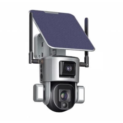 Wifi CCTV 4k 10x Zoom Dual Lens Camera Solar Powered Battery.