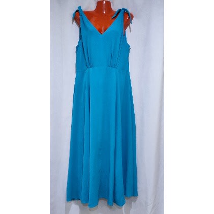Fit And Flare Crepe Georgette Midi Dress Turquoise Blue