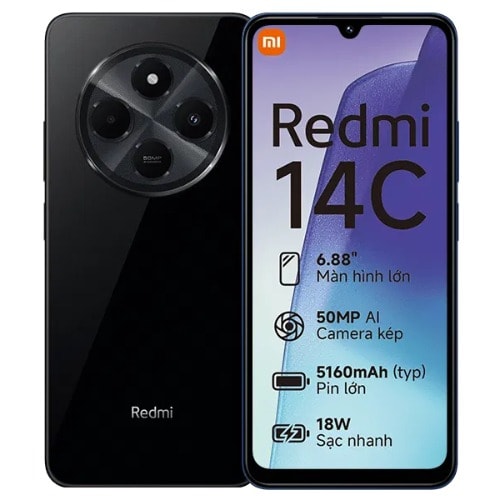 Xiaomi Redmi 14C - 6.88" - 6GB RAM - 128GB ROM - 4G LTE - Dual SIM - Fingerprint - 5160mAh - Black.