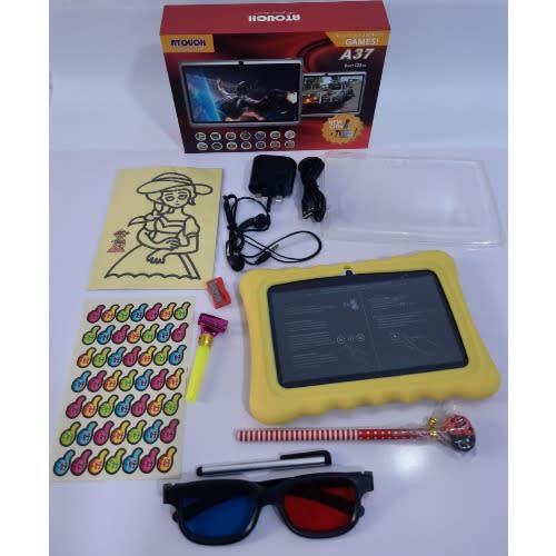 Atouch A37 Educational Tablet For Kids - Pre Installed Apps - 6GB RAM - 128GB Internal - Yellow.