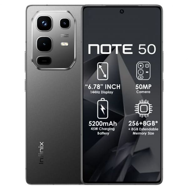 Infinix Note 50 X6858 - 6.78" (8+8gb Ram, 256gb Rom) - 4g - Dual Sim- 5200mah- Black.