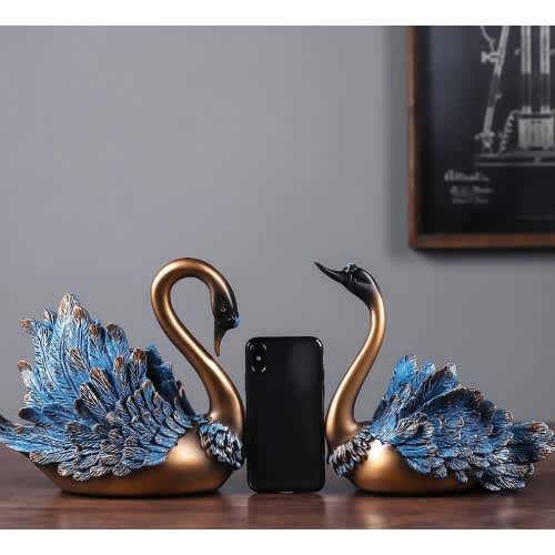Swan Figurine Sculpture Home Decor( Multi) - 2 Units.