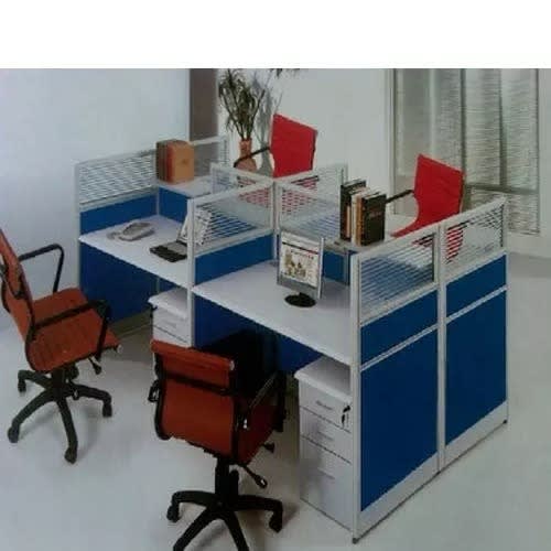 4 Seats Office Workstation - Blue - Chair Not Included.