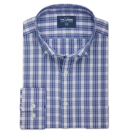 Lewin Slim Fit Oxford Check Shirt Blue And White 5199830 - Main Image