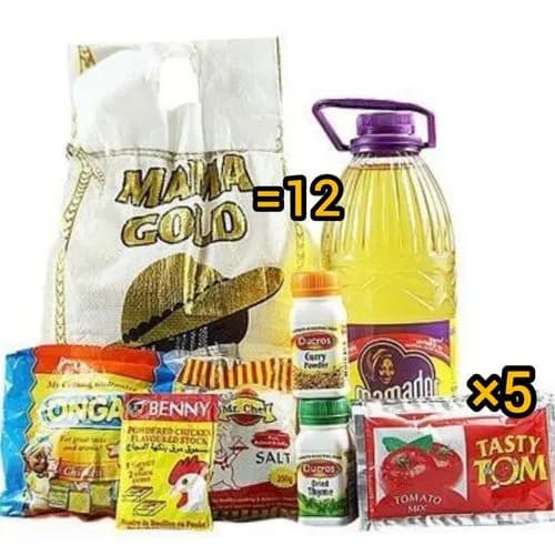 Mini Jollof Bundle - Rice Tomato Mamador Oil Maggi Benny Spices.