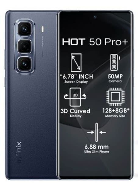 Infinix Hot 50 Pro+ X6880 -6.78"-128gb Rom - 8+8gb Ram - 4g Dual Sim -Fingerprint -5000mah- Black.