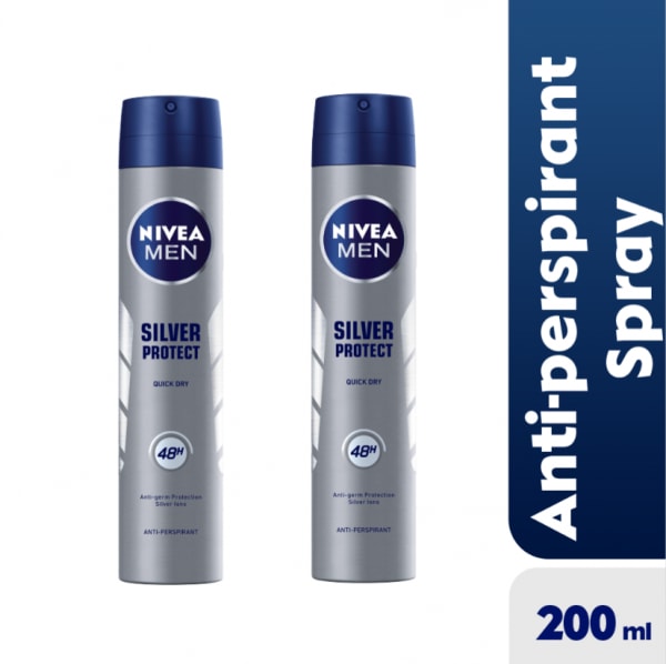 Silver Protect Anti-perspirant Spray For Men, 48h - 200ml (pack Of 2).