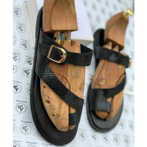 Fashion Front Skin Black Leather Slippers Konga Online Shopping