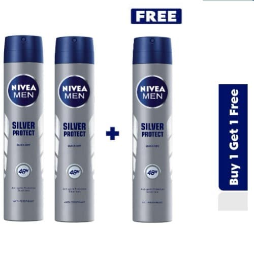 Nivea Men Silver Protect Anti-perspirant Spray For Men, 48h - 200ml Buy 2 Get 1 Free.