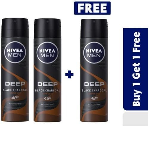 Nivea Men Deep Espresso Anti-perspirant Spray, 72h- 200ml Buy 2 Get 1 Free.
