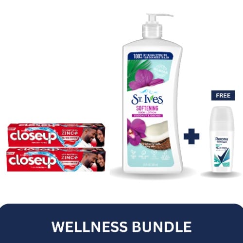 Closeup Anti-bacterial 130g Twin Pack +st Ives Body Lotion Coconut & Orchid+1 Free Rexona.
